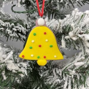 Christmas Tree Ornament-Yellow Bell Cookie With Polka Dots-The Bridge Collection